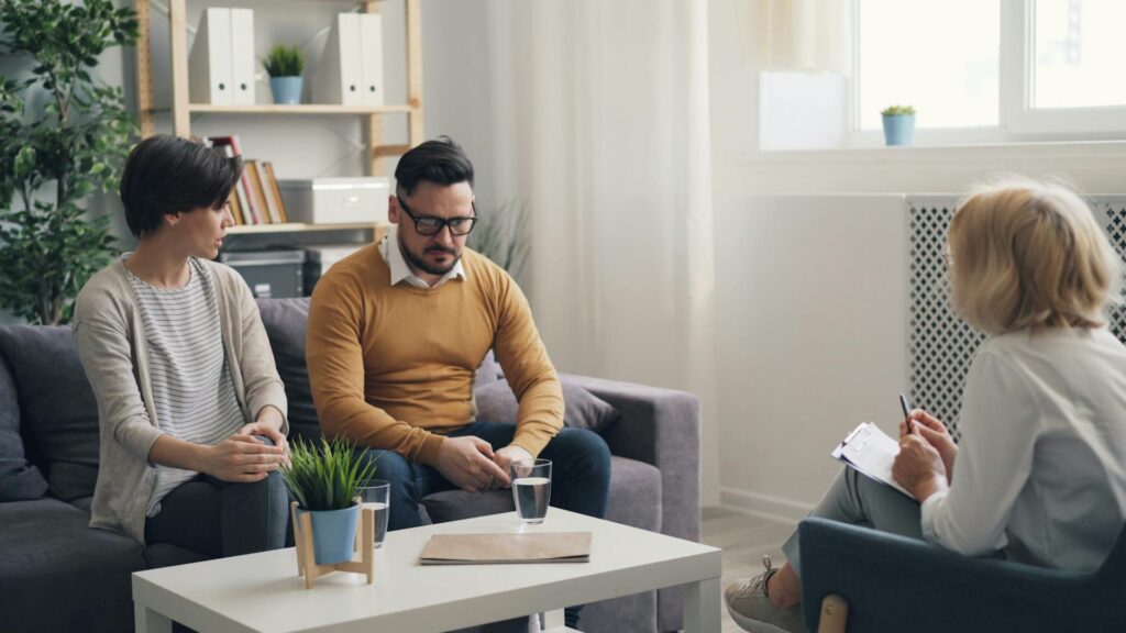 seeking therapy in a small office setting